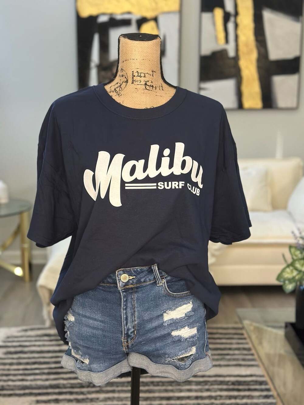 Melrose Place Malibu Surf Club T-Shirt Size X-Large Blue Cotton